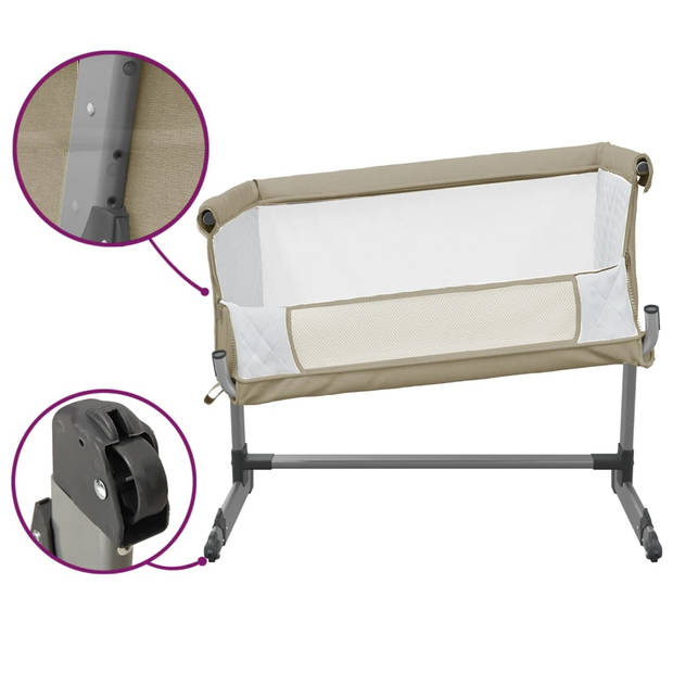 vidaXL Babybox met matras linnen taupe