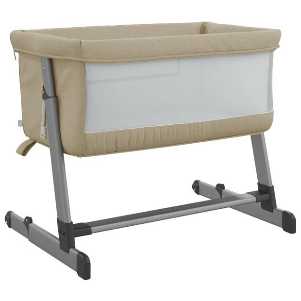 vidaXL Babybox met matras linnen taupe