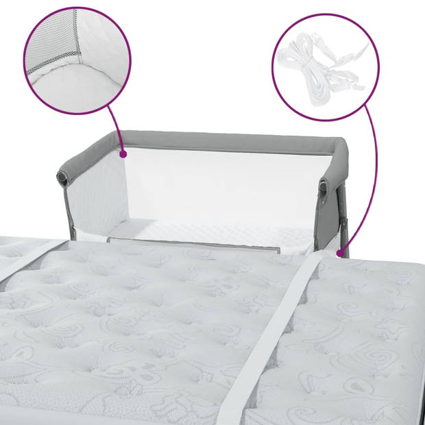 vidaXL Babybed met matras linnen lichtgrijs