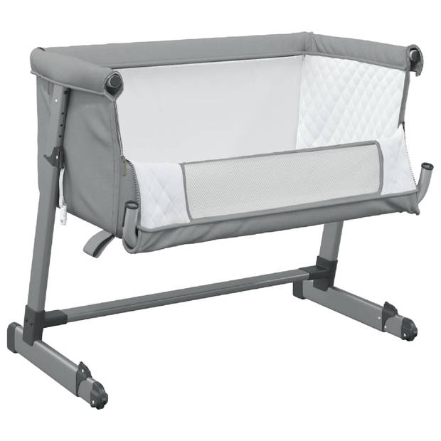 vidaXL Babybed met matras linnen lichtgrijs