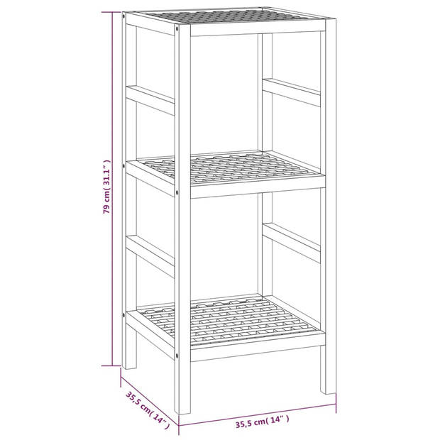 The Living Store Houten Badkamerrek - Walnotenhout - 35.5 x 35.5 x 79 cm - Opbergruimte - Goede ventilatie