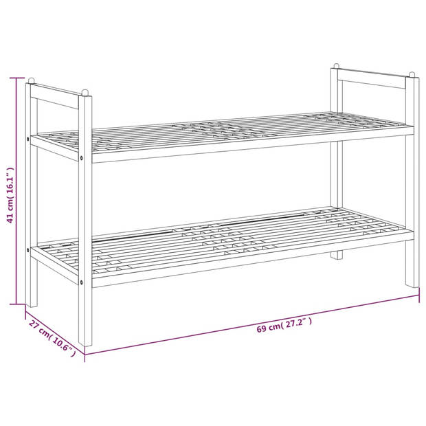 vidaXL Schoenenrek 69x27x41 cm massief walnotenhout