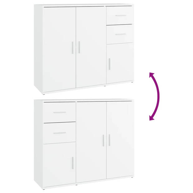 The Living Store Dressoir - Klassiek - Meubel - 91x29.5x75 cm - Wit hout