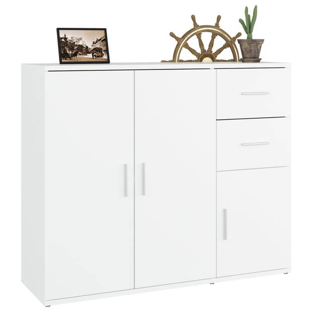 The Living Store Dressoir - Klassiek - Meubel - 91x29.5x75 cm - Wit hout