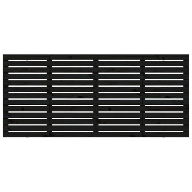 vidaXL Hoofdbord wandmontage 206x3x91,5 cm massief grenenhout zwart