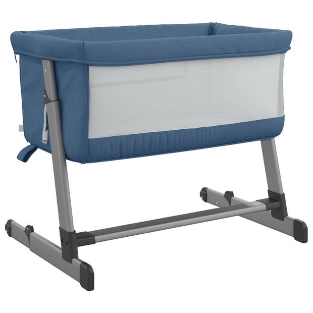 vidaXL Babybox met matras linnen marineblauw