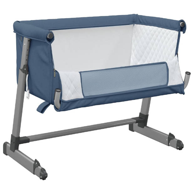 vidaXL Babybox met matras linnen marineblauw