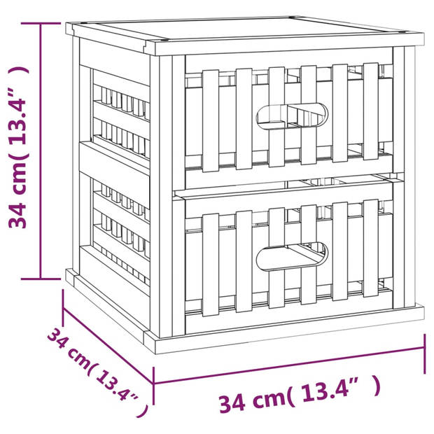 vidaXL Nachtkastjes 2 st 34x34x34 cm massief walnotenhout