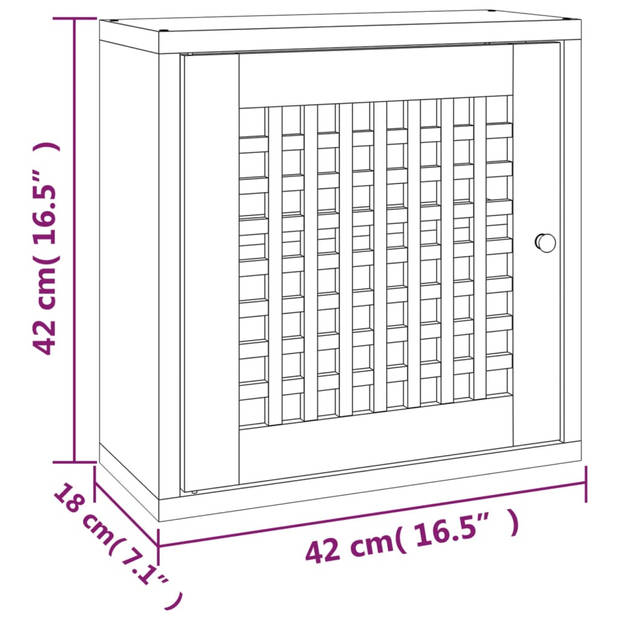 vidaXL Wandkast 42x18x42 cm massief walnotenhout