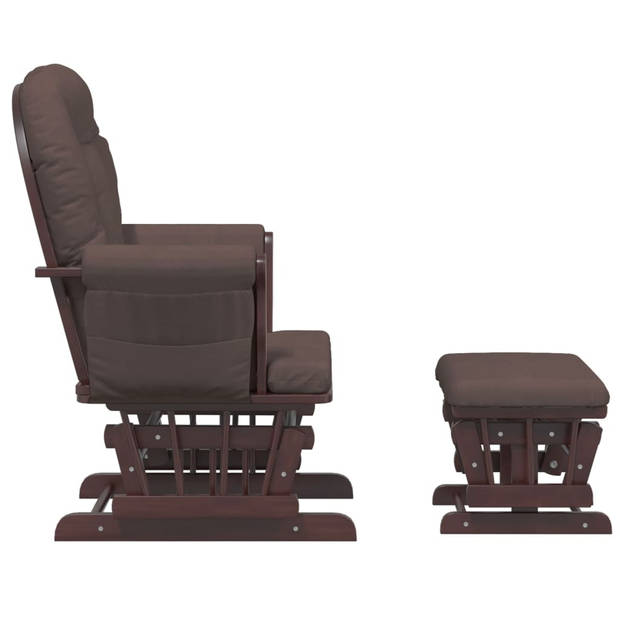 The Living Store Schuifstoel met kruk - Relaxstoel en voetenbank - Trendy design - 70x72x107cm - Massief rubberwood -