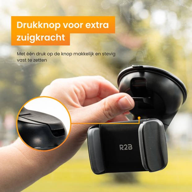 R2B Telefoonhouders Auto Zuignap Compact - Geschikt voor Raam, Dashboard en Bureau - Gsm Houder Auto