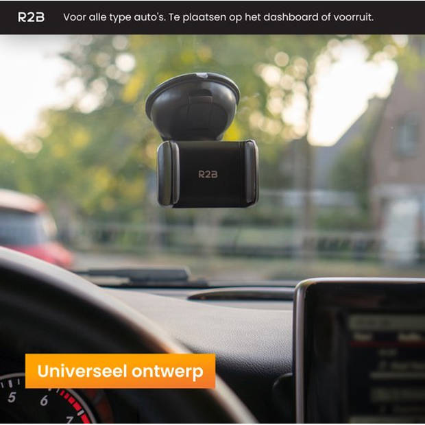 R2B Telefoonhouders Auto Zuignap Compact - Geschikt voor Raam, Dashboard en Bureau - Gsm Houder Auto