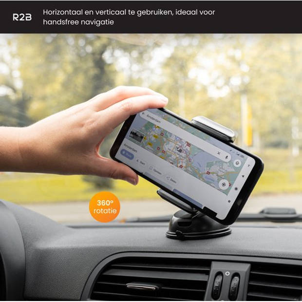 R2B Telefoonhouders Auto Zuignap Compact - Geschikt voor Raam, Dashboard en Bureau - Gsm Houder Auto