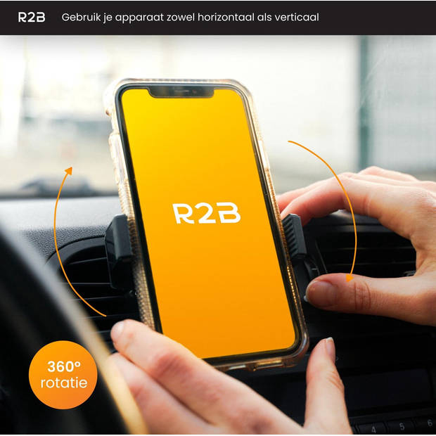 R2B® Telefoonhouders Auto Ventilatie Rooster - 360 Graden Rotatie - Gsm Houder Auto - Accessories - Model Hilversum