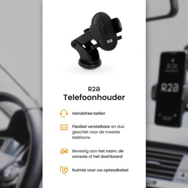R2B Telefoonhouders auto met zuignap - Voor raam en dashboard - Mobiel / Gsm houder - Model "Purmerend"