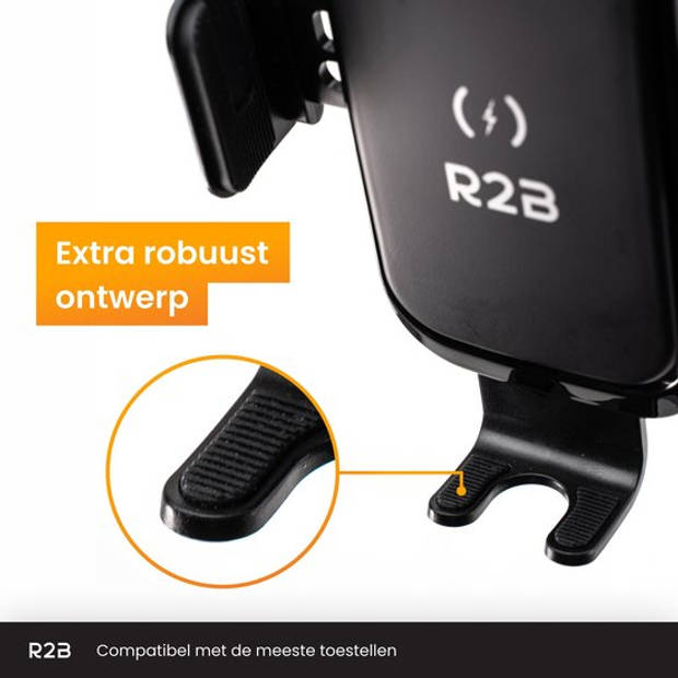 R2B Telefoonhouders Auto Zuignap met Draadloze Oplader - Voor Raam, Dashboard en Ventilatie - Gsm Houder Auto