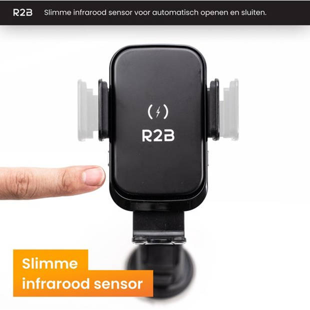 R2B Telefoonhouders Auto Zuignap met Draadloze Oplader - Voor Raam, Dashboard en Ventilatie - Gsm Houder Auto