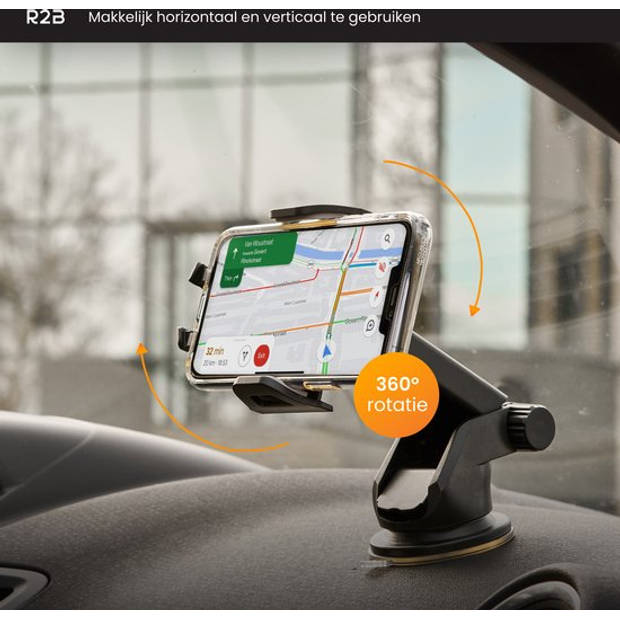 R2B Telefoonhouders Auto Zuignap - Voor Raam, Dashboard en Ventilatie - Telefoonhouder Auto Ventilatie - Gsm Houder Auto