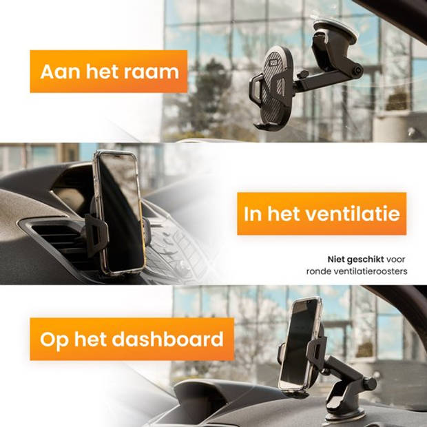 R2B Telefoonhouders Auto Zuignap - Voor Raam, Dashboard en Ventilatie - Telefoonhouder Auto Ventilatie - Gsm Houder Auto