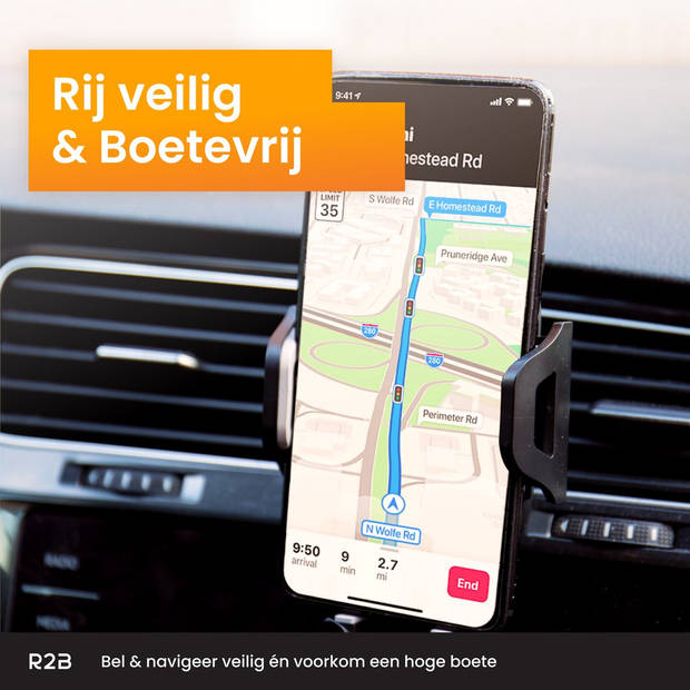 R2B Telefoonhouders auto zuignap - Voor raam, dashboard en ventilatie - Mobiel / Gsm houder - Model "Haarlem"
