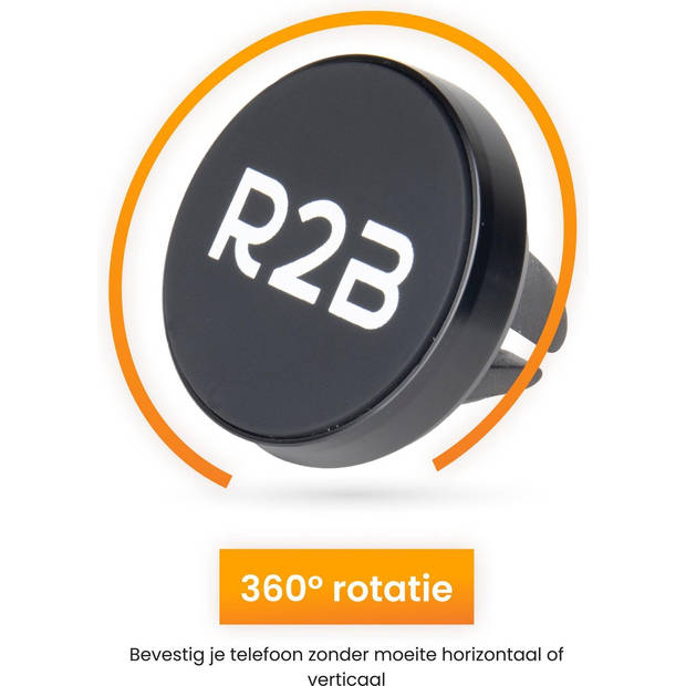 R2B Sterke Magnetische telefoonhouder auto geschikt voor ventilatierooster - Mobiel / Gsm houder - Model "Edam"