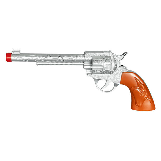 Verkleed cowboy holster met een revolver/pistool voor volwassenen - Verkleedattributen