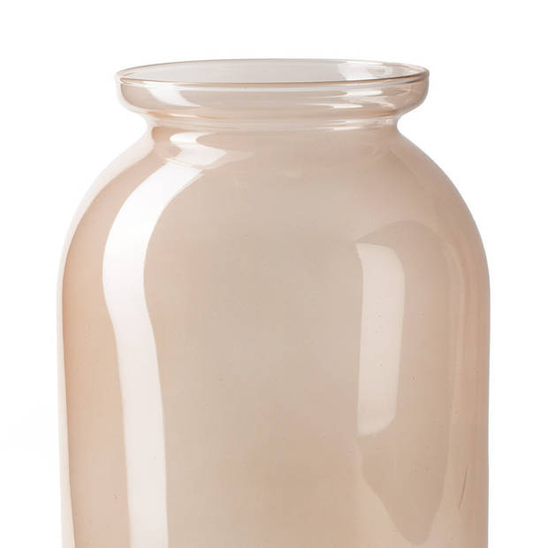 Bloemenvaas - rond hoog type - oudroze/transparant glas - 42 x 23 cm - Vazen