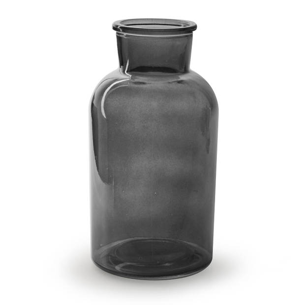 2x Stuks Bloemenvazen - smoke grijs/transparant glas - H20 x D10 cm - Vazen