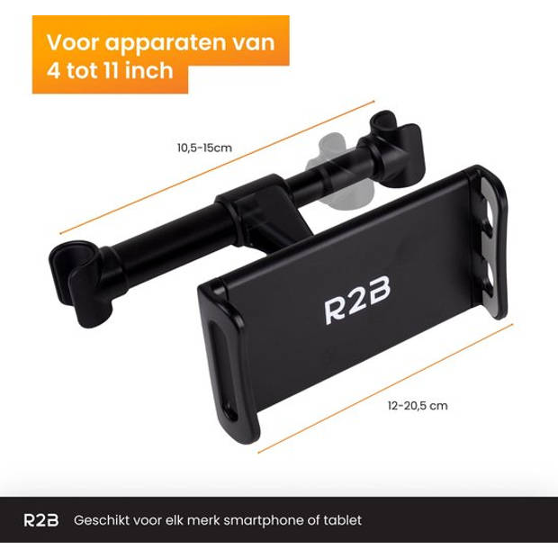 R2B Stevige Tablet houder auto hoofdsteun - Tablethouder voor Tablet, telefoon, Switch en meer! - Model Apeldoorn