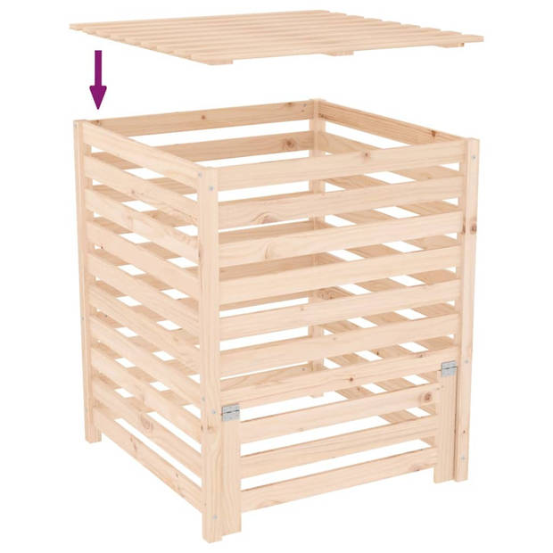 vidaXL Compostbak 82,5x82,5x99,5 cm massief grenenhout