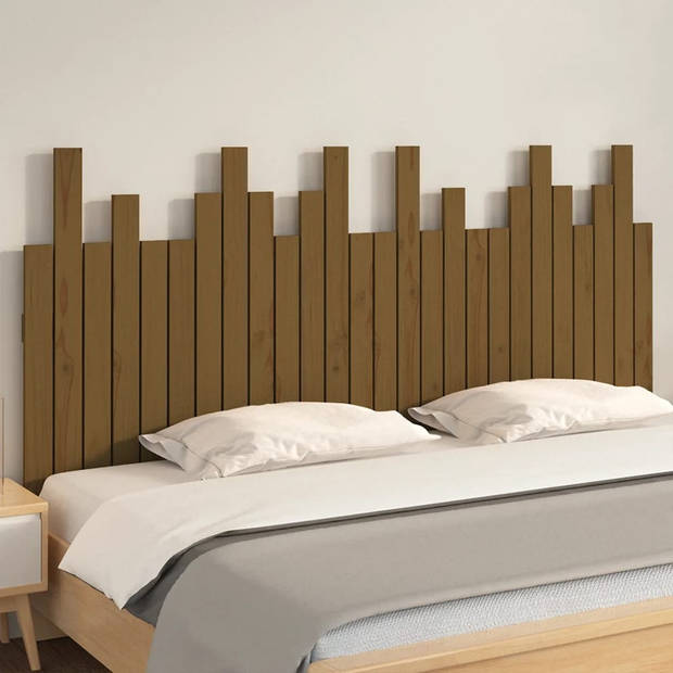 vidaXL Hoofdbord wandmontage 166x3x80 cm grenenhout honingbruin