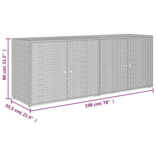 vidaXL Tuinkast 198x55,5x80 cm poly rattan zwart