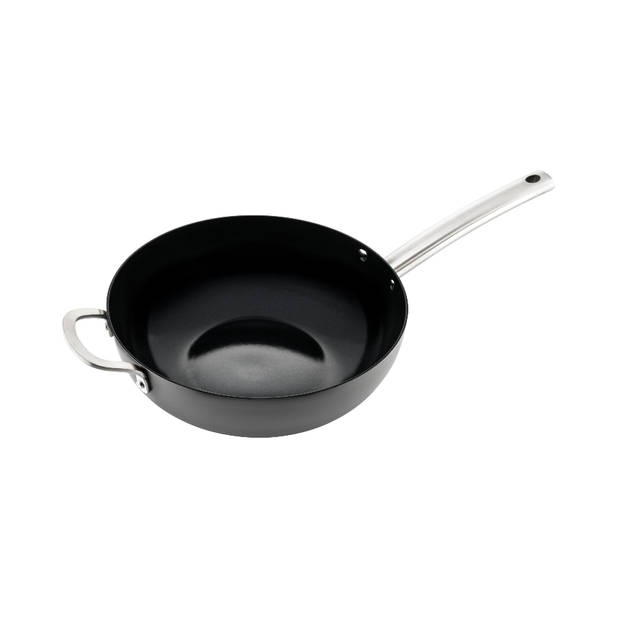 ISENVI Murray keramische wokpan 28 CM - RVS greep - Antraciet - Keramisch - 100% PFAS, PTFE en PFOA vrij