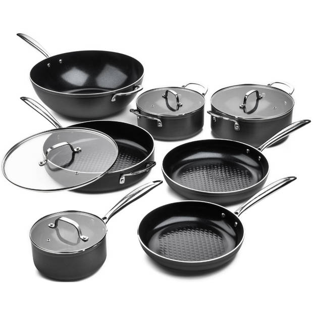 ISENVI Victoria Forged Chef Deluxe Pannenset 7 delig - RVS grepen - Antraciet - Keramisch - 100% PFAS, PTFE en PFOA vrij