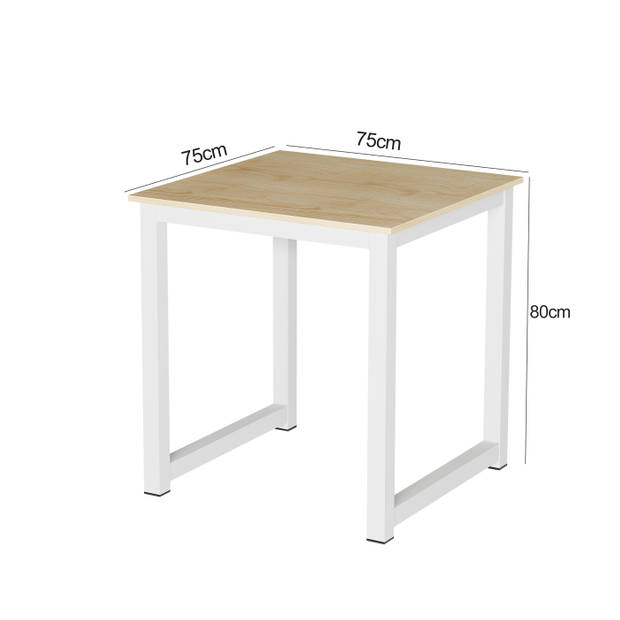 Keukentafel - bureau tafel - 75 cm x 75 cm - wit bruin