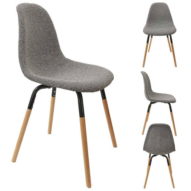 Set van 4 stuks Eetkamerstoelen Phenix Eettafelstoel - Donkergrijs