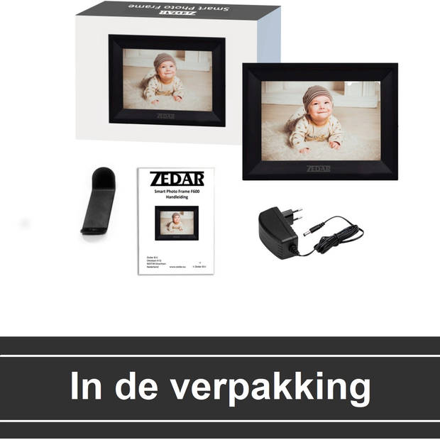 Zedar F600 Digitale fotolijst met WiFi en Frameo App - 10.1 inch – HD+ -IPS Display – Zwart - Micro SD - Touchscreen