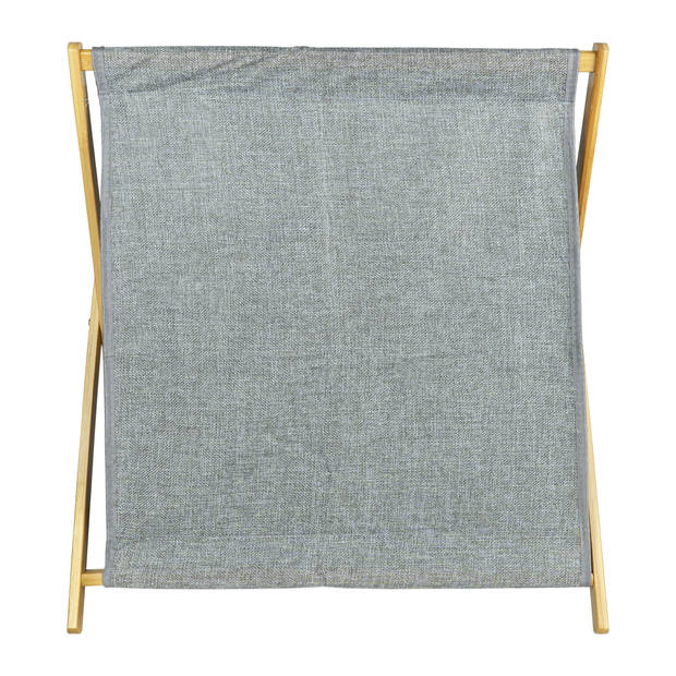 QUVIO Wasmand met houten frame - 52 x 30 x 57 cm - Grijs