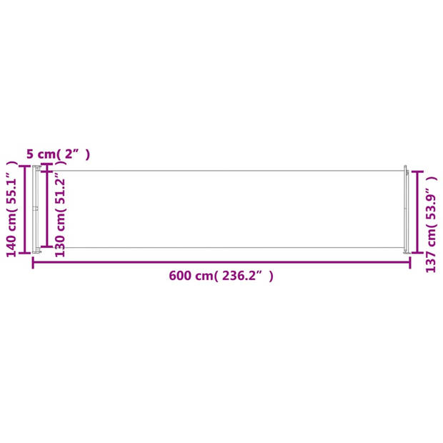 vidaXL Tuinscherm uittrekbaar 140x600 cm grijs