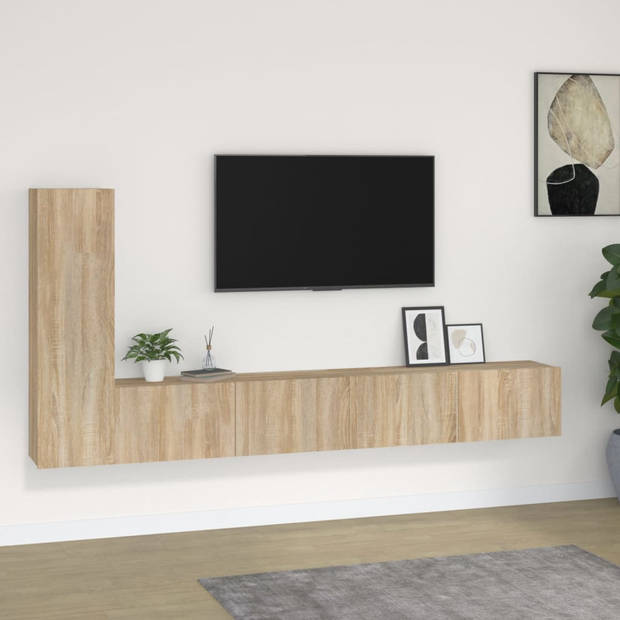 The Living Store TV Meubel Set - Sonoma Eiken - 2x 100x30x30 cm + 1x 30.5x30x110 cm