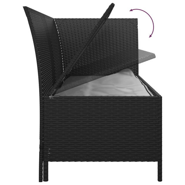 vidaXL 4-delige Loungeset met kussens poly rattan zwart