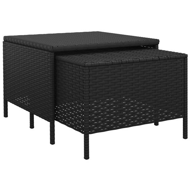 vidaXL 4-delige Loungeset met kussens poly rattan zwart