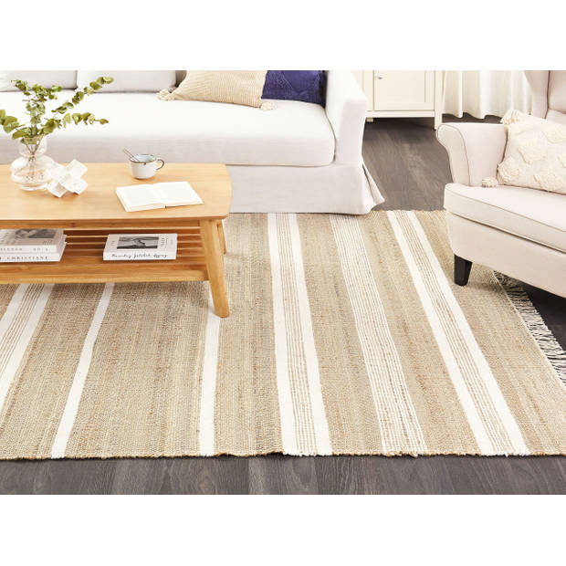 Beliani TALPUR - Gevlochten-Beige-Jute