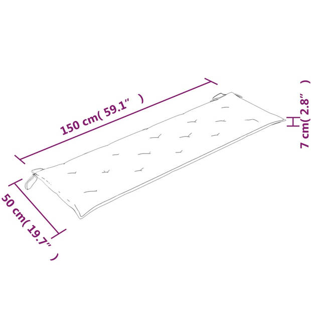 vidaXL Bankje Batavia met grijs kussen 150 cm massief teakhout