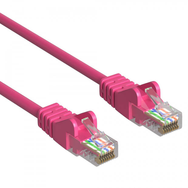 Cat 5e - U/UTP - Netwerkkabel - Patchkabel - Internetkabel - 1 Gbps - 50 meter - Roze - Allteq