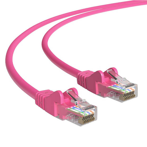 Cat 5e - U/UTP - Netwerkkabel - Patchkabel - Internetkabel - 1 Gbps - 10 meter - Roze - Allteq