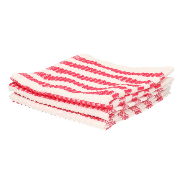 6x Stuks rood/witte badstoffen vaatdoeken / dweiltjes - Vaatdoekjes