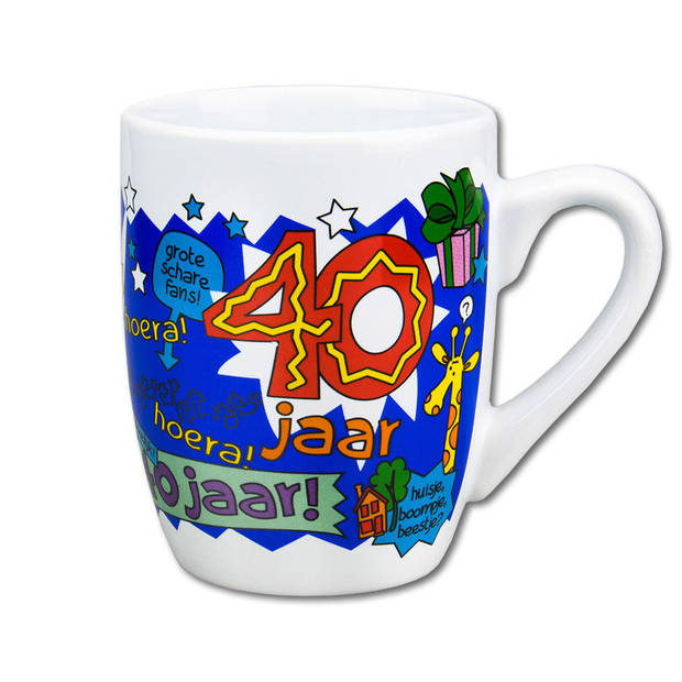 Koffiemok/beker 40 jaar man 300 ml - feest mokken