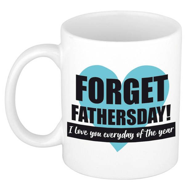 Forget Fathers day cadeau mok / beker wit en blauw - cadeau Vaderdag / verjaardag - feest mokken
