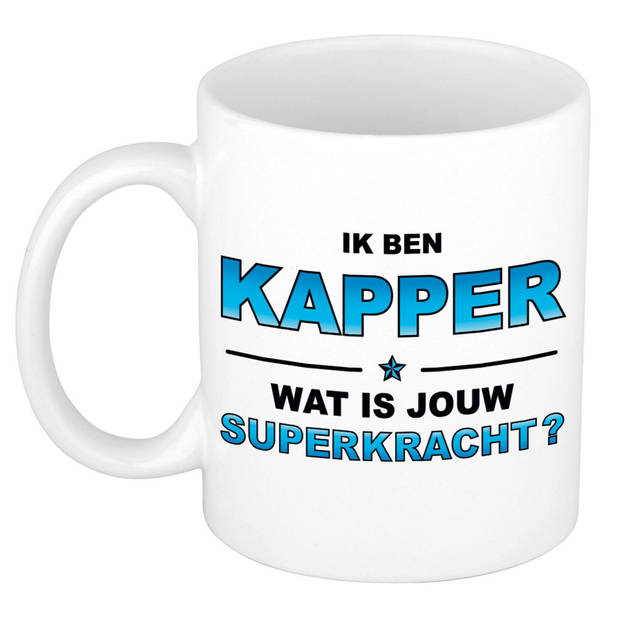 Ik ben kapper wat is jouw superkracht cadeau mok / beker wit en blauw - cadeau / verjaardag / beroepen - feest mokken